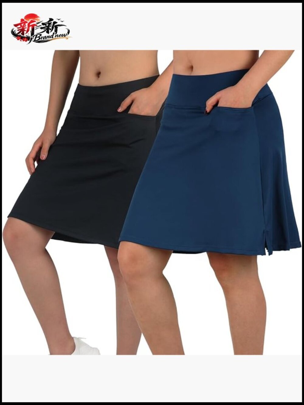 Women's Athletic Skort With Shorts, Knee Length, 3 Pockets